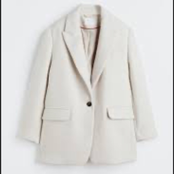 H&M Single-breasted Twill Jacket Cream Women Medium - Picture 1 of 4